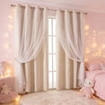 thumbnail image 6 of Double Layer Star Lace Blackout Curtains 2-in-1 Sheer Star Pattern with Thermal Liner for Bedroom Living Room, 6 of 6