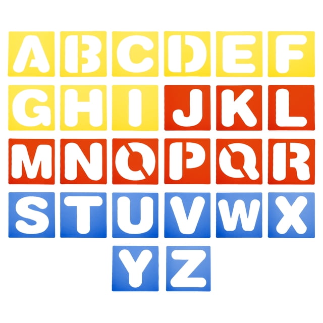 Plantillas de letras reutilizables de 5 pulgadas de Uxcell 8" x 8" Plantillas de letras del alfabeto, paquete de 26 colores surtidos