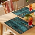 thumbnail image 4 of Teal Brown Vintage Wood Placemats Set of 8 Abstract Retro Shabby Plank Place Mats Indoor Wipeable Table Mats Washable Cloth Dining Table Placemats for Kitchen Holiday Party Home Decor 13x19 Inch, 4 of 9