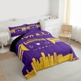 thumbnail image 3 of jejeloiu Rugby Football City Full Size Comforter Sets,Yellow Purple Bedding Sets For Boys Kids Reversible 3pcs, 3 of 8