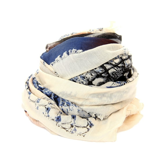 Women's Abstract Print Polyester Scarf White/Blue Scarf Wrap 40 x 72 inches