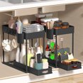 thumbnail image 6 of YIMWNYI Pull-Out Under Sink Organizer with Sliding Drawer – 2-Tier Multi-Purpose Storage Shelf for Kitchen, Bathroom, and Cabinet – Easy Installation, Compact Design, with Hooks and Cups, 6 of 6
