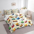thumbnail image 2 of Manfei Cute School Bus 7-Piece King Bedding,City Cars Pattern King Bed in a Bag,Beige,Polkadot Reversible, 2 of 7