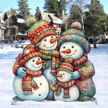 Designocracy 8611057F 30 x 28 in. Snowman Family Outdoor Christmas Santa Snowman Decor