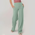 thumbnail image 6 of Women's Wide Leg Pants - Ultra Soft Casual Fashion Solid Color Long Pants with Pockets Light Green S, 6 of 7