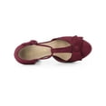 thumbnail image 4 of BLISSFUL STEP Women's Shoes Mary Janes Platform Pumps T-Strap Block Heel Round Toe Bow Decor Casual Shoes Burgundy 7, 4 of 7