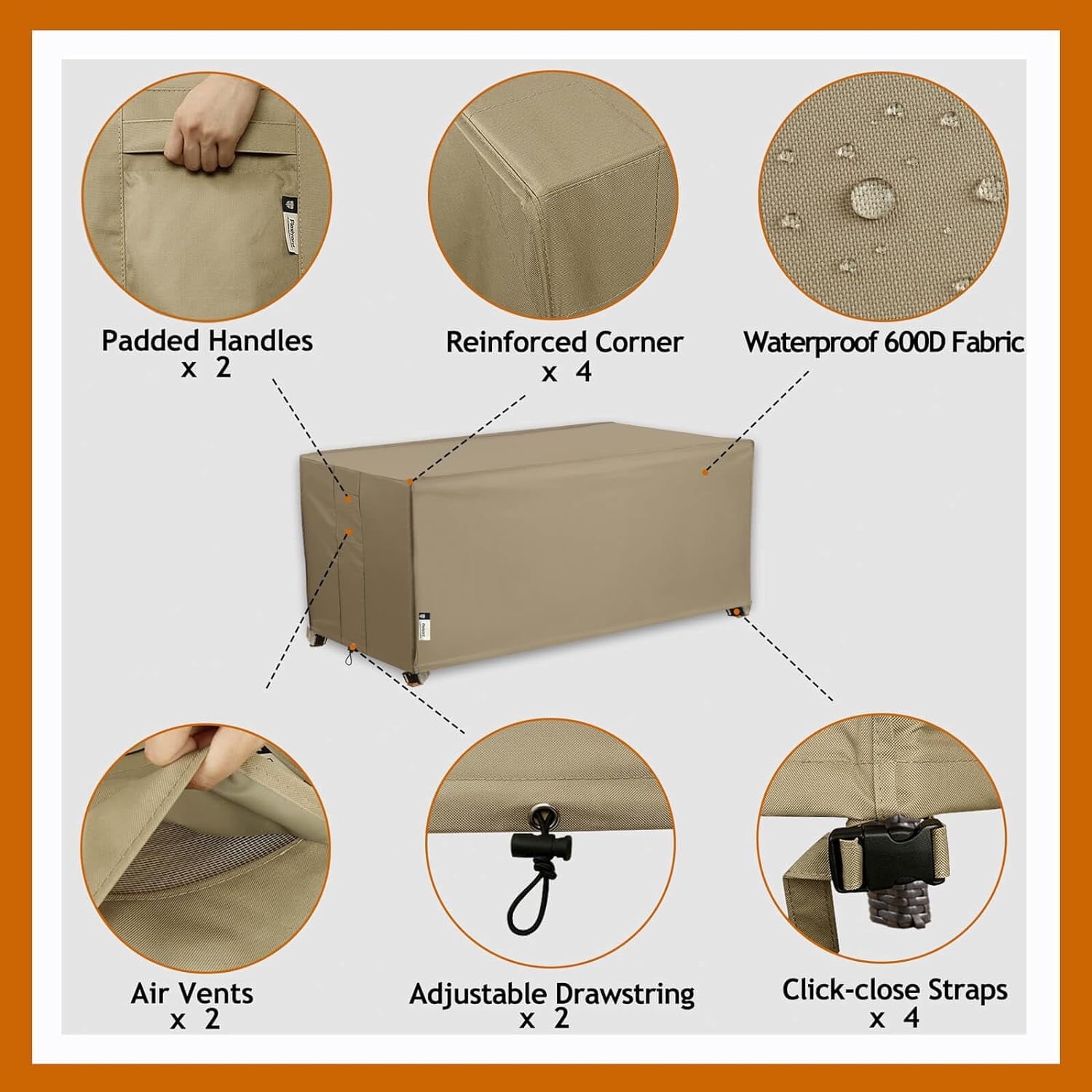 Patio Deck Box Cover, Flexiyard 63x30 Inch Fire Pit Covers with Straps and Handles, Waterproof Heavy Duty Outdoor Furniture Winter Cover for Keter, Suncast, Lifetime Container, 63”(L)30”(D)28.3”(H)