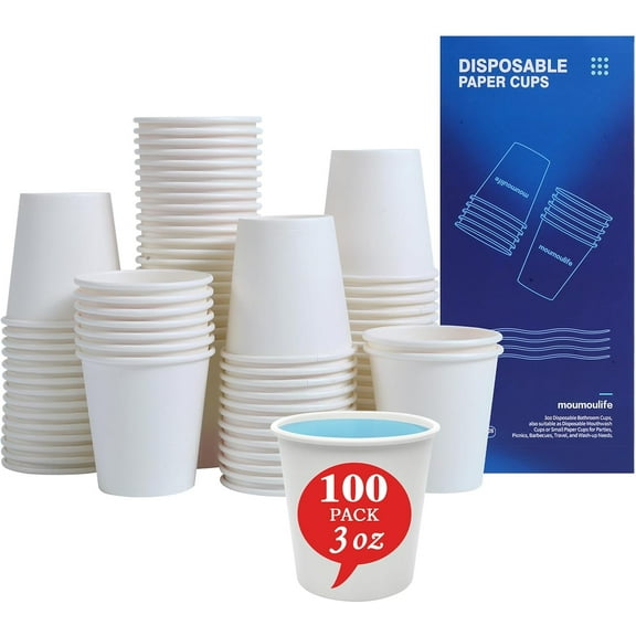 Coffee Cups 100 Count, Leak-Proof Paper Cups 12 oz, Sturdy White Disposable Paper Coffee Cups for Cold and Hot Drinks, Party, Office, Travel and Events