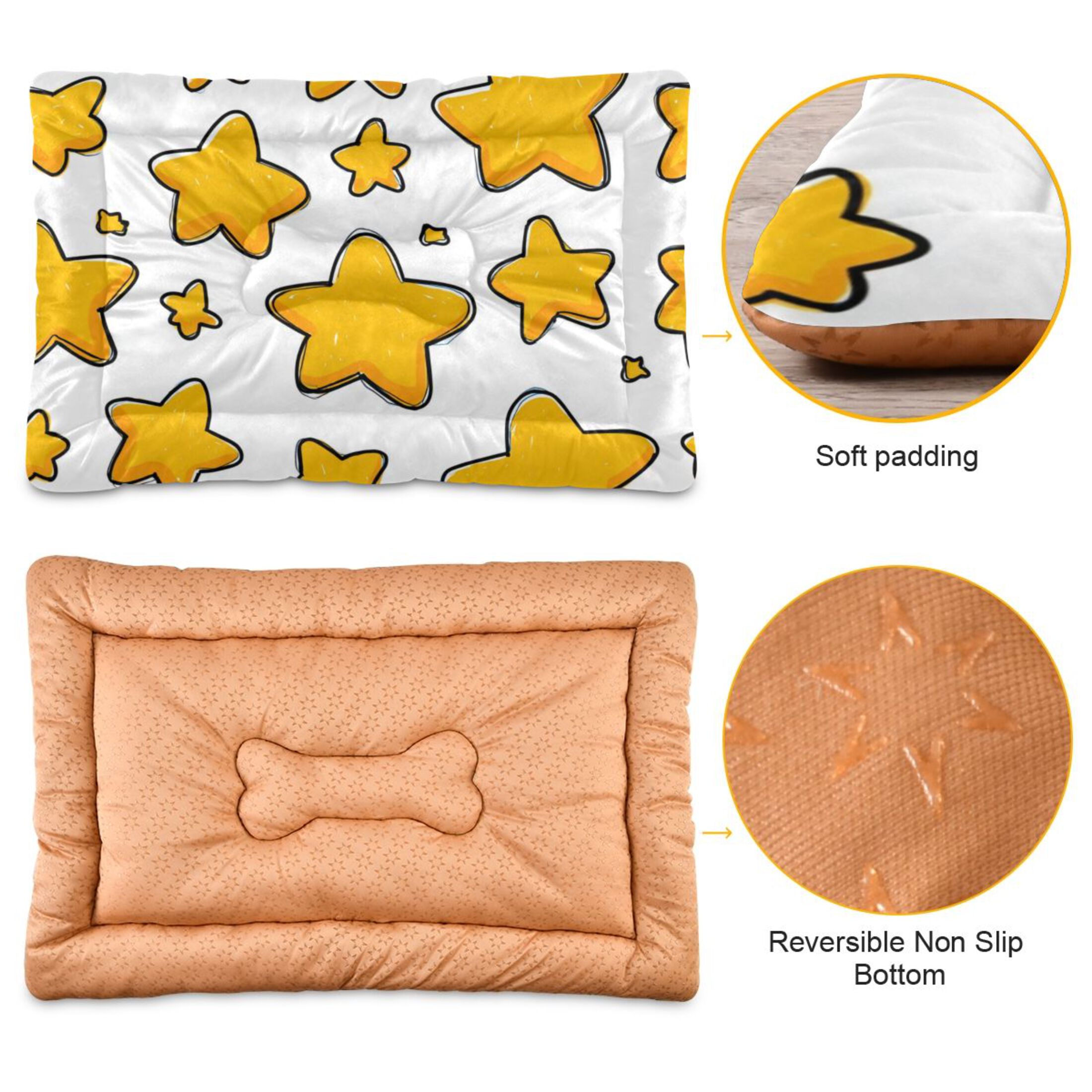 Cozy Mat Pet Bed Indoor Outdoor Warm Soft For Cat Dog Puppy(S/M) Stars Icon