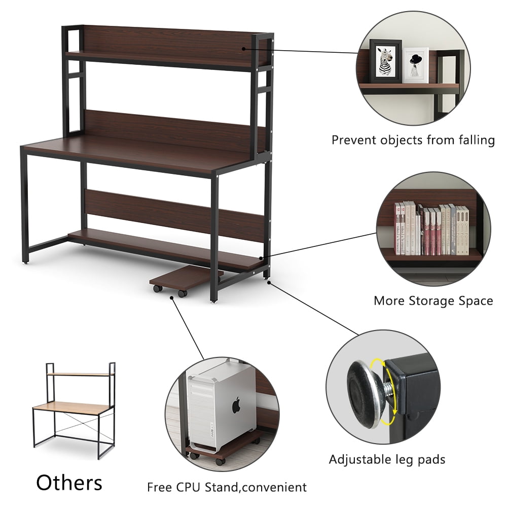 Tribesigns 55/" Large Modern Computer Desk with Bookshelf PC Laptop Study Table