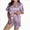 W60-Light Purple, variant on Women Halloween Printed Lapel Button Short Sleeve Shorts Pajama Set 2PC Home Set Matching Sets
