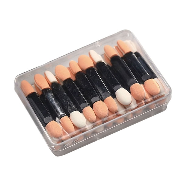 Pincel de doble punta para sombra de ojos con punta de esponja, aplicador ovalado para sombra de ojos, juego negro