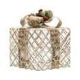Holloyiver Christmas Set of 3 Lighted Rattan Gift Boxes Decorations