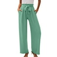 thumbnail image 2 of Baqcunre Women's Wide Leg Pants Lightweiht Adjustable Waist Bow Tie Loose Comfortable Casual Trousers with Pocket,Size XL,Wide Leg Pants Woman,Palazzo Pants for Women,Y2K Pants,Women's Pants,,Green, 2 of 9