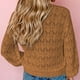 thumbnail image 4 of Suéter de ganchillo calado con cuello en V cárdigan básico para mujer traje diario de estilo informal, 4 of 6