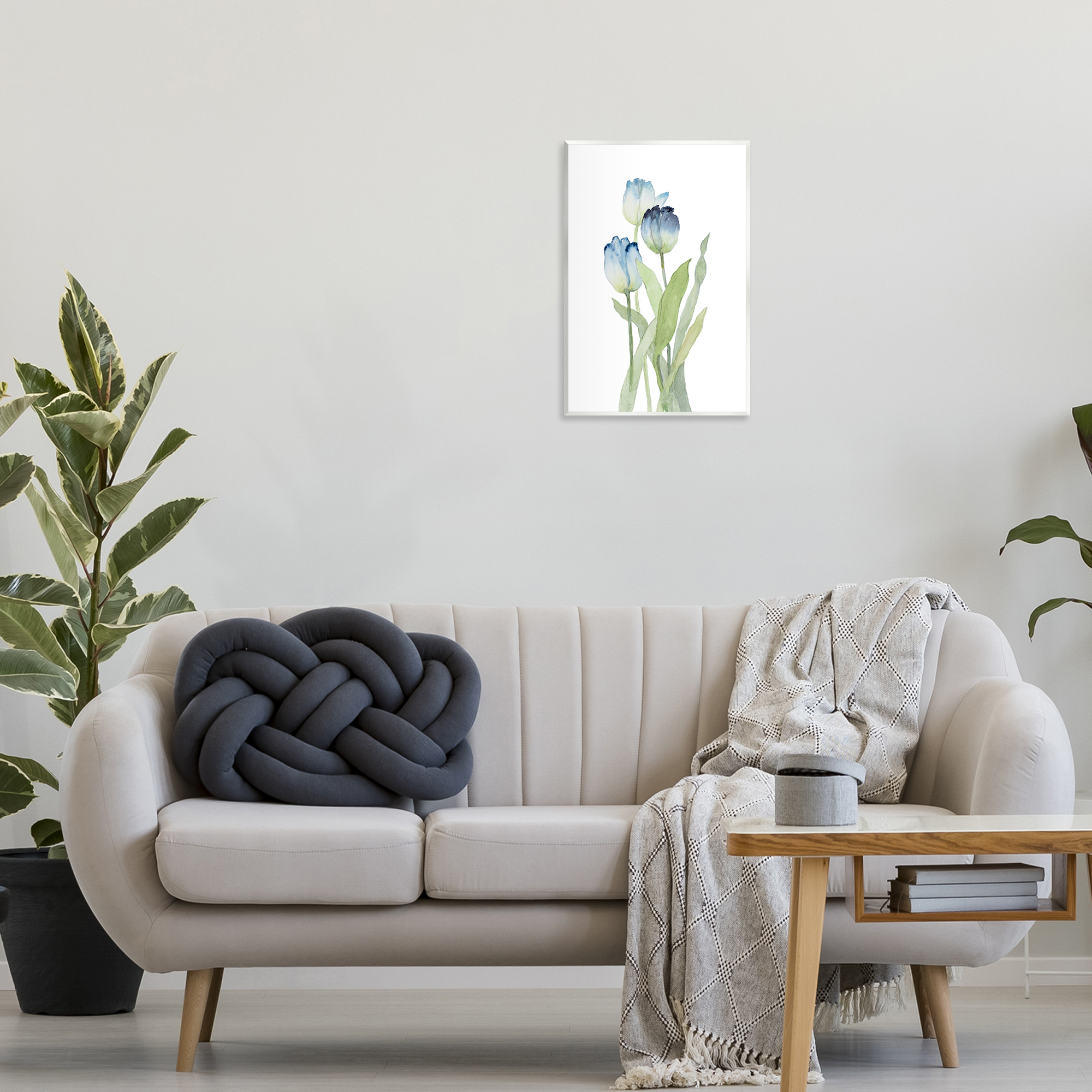 Stupell Industries Blue Garden Tulips Botanical & Floral Painting Unframed Art Print Wall Art, 13 x 19