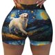 thumbnail image 2 of Fotbe Vintage Starry Sky Labrador A Shorts Sin Costuras – Shorts Deportivos de Cintura Alta para Mujer, Elásticos para Gimnasio, Yoga, Running o Ciclismo-XX-Large, 2 of 8