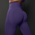 thumbnail image 4 of OSOLU New Knitted Seamless Push Up Tight Yoga Pants For Women High Waist And Show Running And Fitness Pants Workout Stretchy Running Tummy Control Joggers Bottoms Dark Purple M, 4 of 5