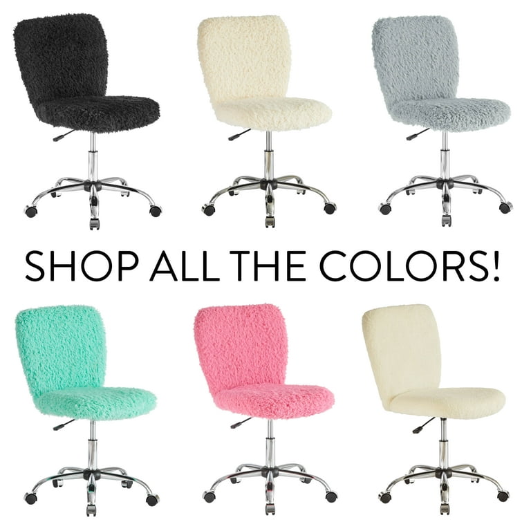 Urban Shop Comfy Faux Fur Swivel Task Chair for Small Spaces Bedroom Dorm Room Gray Walmart