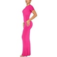 thumbnail image 4 of Diconna Robe Longue Moulante pour Femmes Couleur Unie Col Rond Manches Courtes Robe Soirée d'Été, 4 of 7