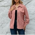 thumbnail image 2 of HAPIMO Sales Women's Corduroy Shirt Solid Color Button Recreational Long Sleeve Lapel Collar Blouse Tops Teen Grils Fashion Clothes Pink XL, 2 of 6