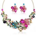 thumbnail image 4 of Collar de flores de colores de Europa y Estados Unidos, collar de boda voluptuoso, lujoso y ligero, pintura al óleo, piedras preciosas, cadena de clavícula. JM, 4 of 4