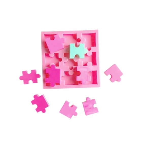 9-Cavity Silicone Fondant Mold, Puzzle Design Chocolate Mold for Cake Candy Decorating, DIY Baking Tools (1-Pack)
