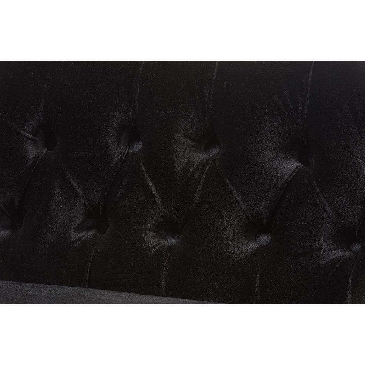 Baxton Studio Flax Victorian Style Contemporary Black Velvet Fabric Upholstered 2-seater Loveseat