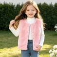 thumbnail image 7 of Lutiedan Girls Faux Furs Vest Kids Sleeveless Button Down Fluffy Coat Fleece Warm Layering Winter Waistcoat 18M-13Y,Pink, 7 of 7