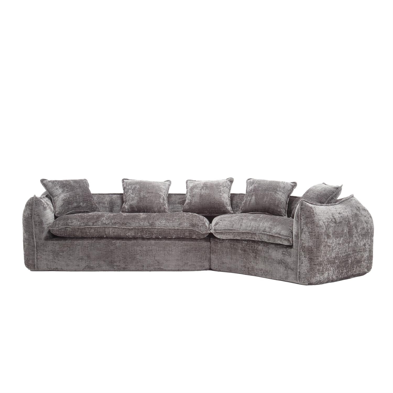 Demi Bonn 125" Modern Modular U-Shaped Sectional Sofa, Spacious 5-Seat Chenille Fabric Couch with Plush Pillows for Living Room, Minimalist Cloud-Style, Gray