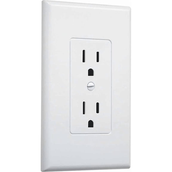 Osmanthus Single-Gang Wallplate Non-Metallic Decorator Cover One Grounded Duplex, White Smooth(Pack of 5)