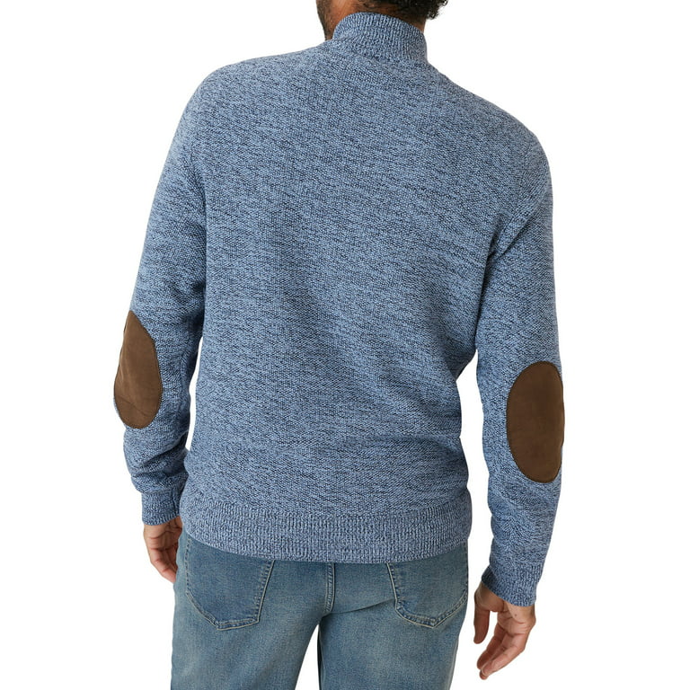 Men's Chaps Classic-Fit Sueded-Patch Crewneck Sweater
