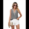 thumbnail image 3 of Camisetas Sin Mangas para Mujer, Blusa de Encaje Sin Mangas con Cuello en V, Chaleco Informal, Camisola de Verano, Camisas Grises L, 3 of 10