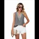 thumbnail image 3 of Camisetas Sin Mangas para Mujer, Blusa de Encaje Sin Mangas con Cuello en V, Chaleco Informal, Camisola de Verano, Camisas Grises XL, 3 of 10