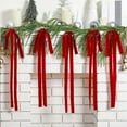 thumbnail image 5 of 12 Pcs Velvet Christmas Swag Bow 23.5x15.5" Rustic Large Velvet Christmas Staircase Wreath Bows Vintage Christmas Tree Topper Bows Large Bow for Christmas Outdoor, 5 of 6