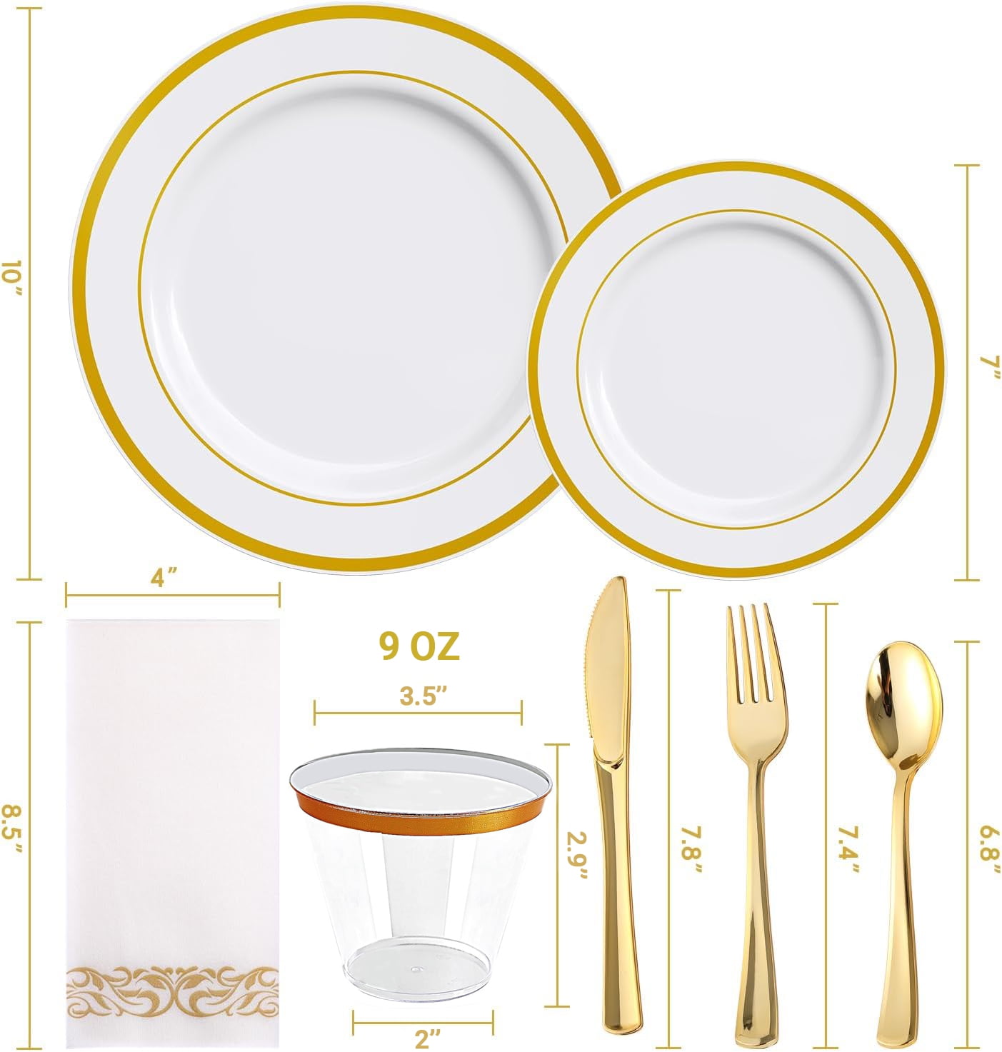 Jolly Chef Gold Rim 320-Piece Disposable Dinnerware Set – Elegant Party Solution