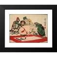thumbnail image 2 of Tsukioka Yoshitoshi 24x19 Black Modern Framed Museum Art Print Titled - Fukurokuju Writing with His Head (1882), 2 of 5