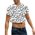 thumbnail image 2 of Zylanna Men's Casual T-Shirts, Crew Neck Fashion Navel Exposed Short Sleeve Shirts for Men Tee White Size S, 2 of 8