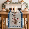 thumbnail image 2 of Table Runner 120 Inches Long for Kitchen Dining, Independence Day Dresser Scarf Farmhouse, Dining Table Decorations for Wedding/Parties, Red Blue Stars Stripes Flag Wooden 13 x 120 In, 2 of 8
