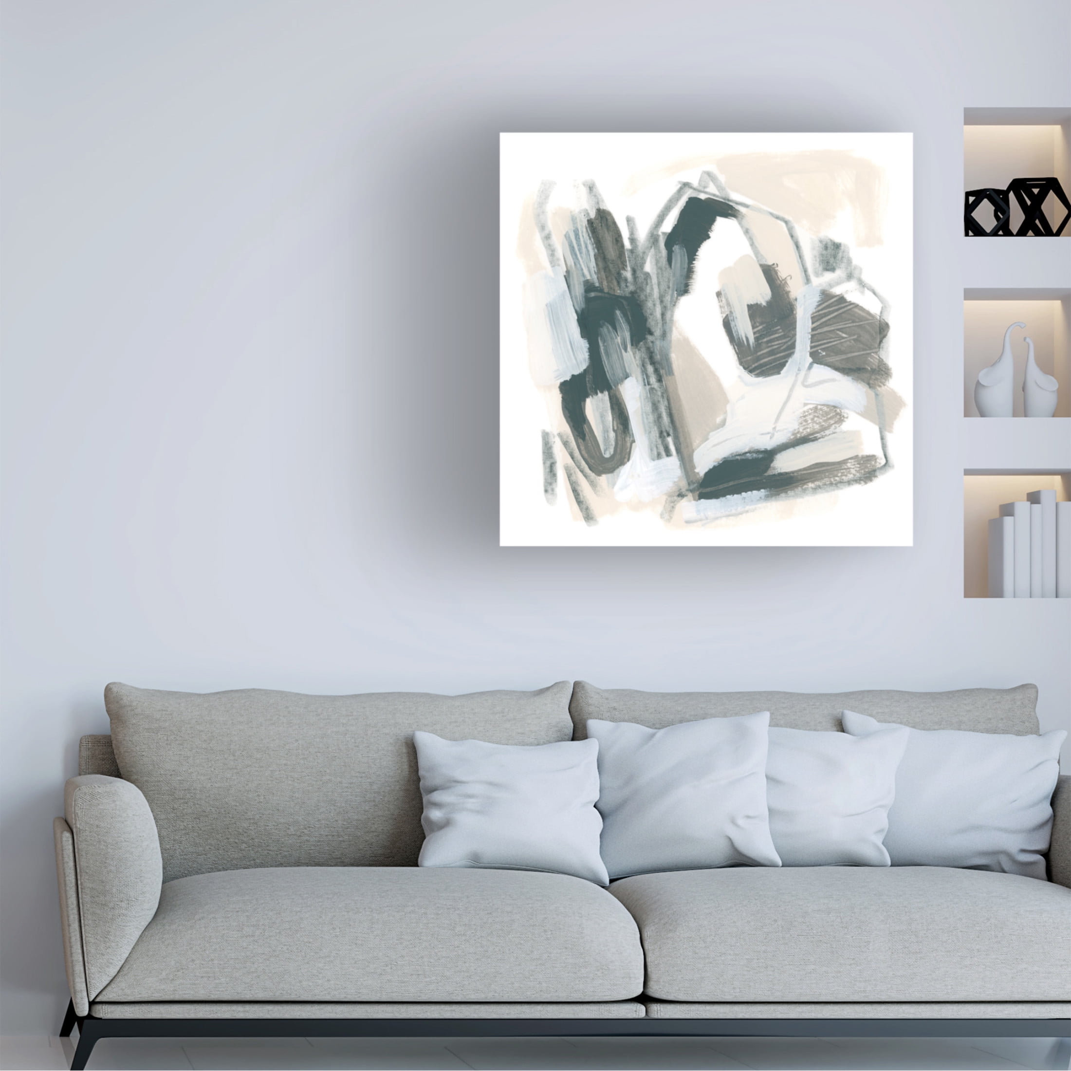 Canvas Wall Art - June Erica Vess 'Neutral Capacity I' Wall Art for Living Room, Bedroom, or Office Décor by Trademark Fine Art - 14 x 14 Inches