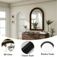 thumbnail image 3 of Anyrose 40.2"x30" Arch Wooden Framed Vanity Bathroom Mirror, Brown, 3 of 5