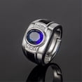 thumbnail image 5 of Anillos para mujer, regalos para mujer, anillo de diamantes azules abiertos con incrustaciones de cristal azul para hombre, estilo europeo y de moda., 5 of 5