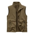 thumbnail image 5 of COSFO Full Zip Mens Vest Fleece Casual Brown Jacket Slim Fit Sleeveless Stand Colla with Pockets Jackets for Men, 5 of 5