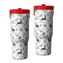 Christmas 30oz Handheld Travel Tumbler with Handle – Double Wall Stainless Steel Insulated Cup, Flip Straw Lid, Leak-Proof & BPA-Free for Hot and Cold Drinks – Durable Coffee & Juice Mug Black