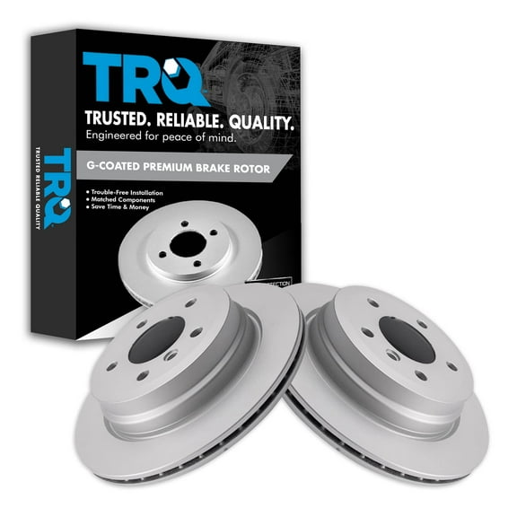 TRQ Rear Brake Rotors Set Vented Premium G-Coated Fits Select 2006 BMW 325xi 2007-2013 328i 2009-2013 328i xDrive 2007-2008 328xi 2013-2015 X1