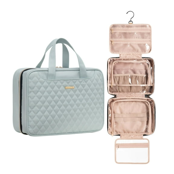 EVERFUN Large Size Travel Makeup Bag Women Hanging Toiletry Bag Cosmetic Organizer Kit, Mint Green