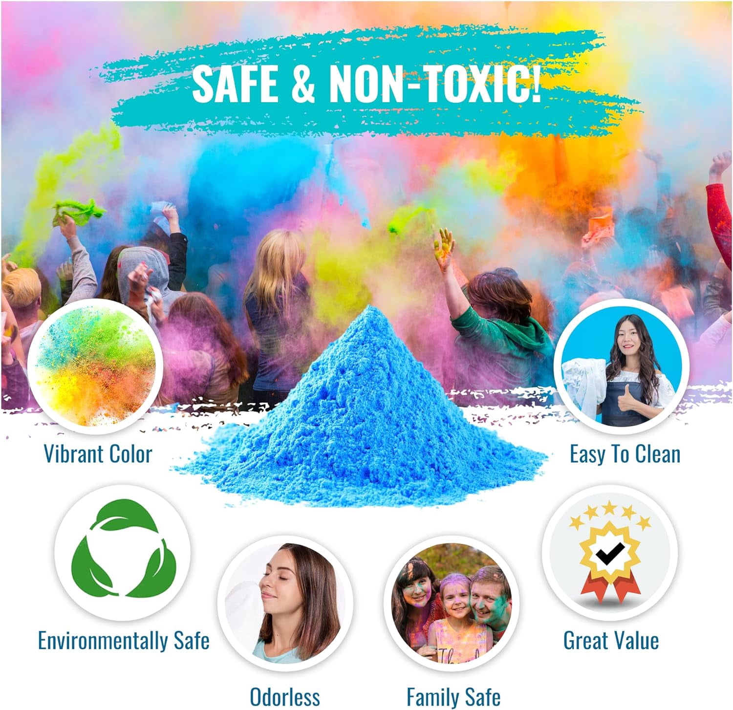 Color Powder Gender Reveal Blue - 25 Pounds - Ideal for Fun Runs, Holi Festivals, Color Wars, and More!