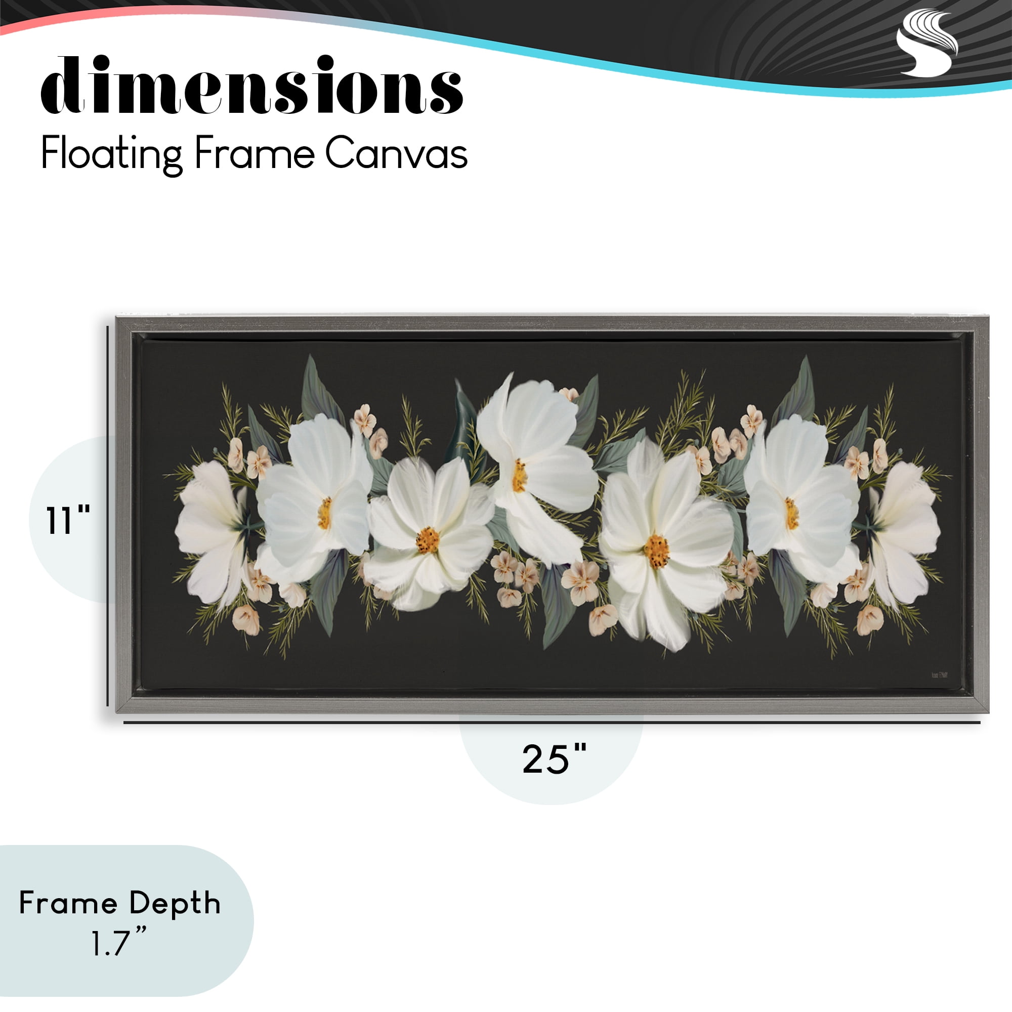 Stupell Industries Line Of Lace Cosmos Gray Framed Floater Canvas Wall Art, design by House Fenway
