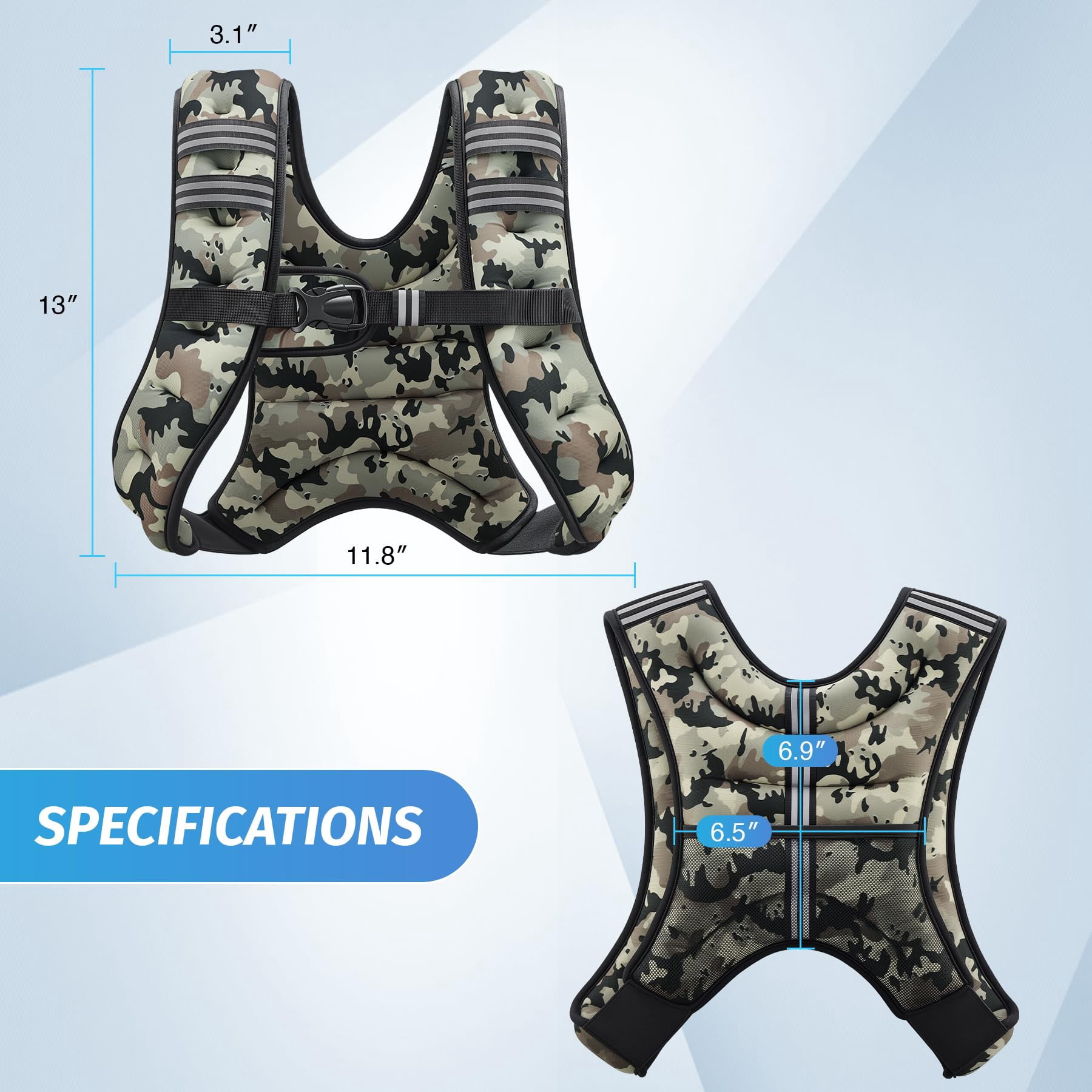 Weighted Vest 6-30lb with Reflective Stripe for Workout Running Fitness Strength Training