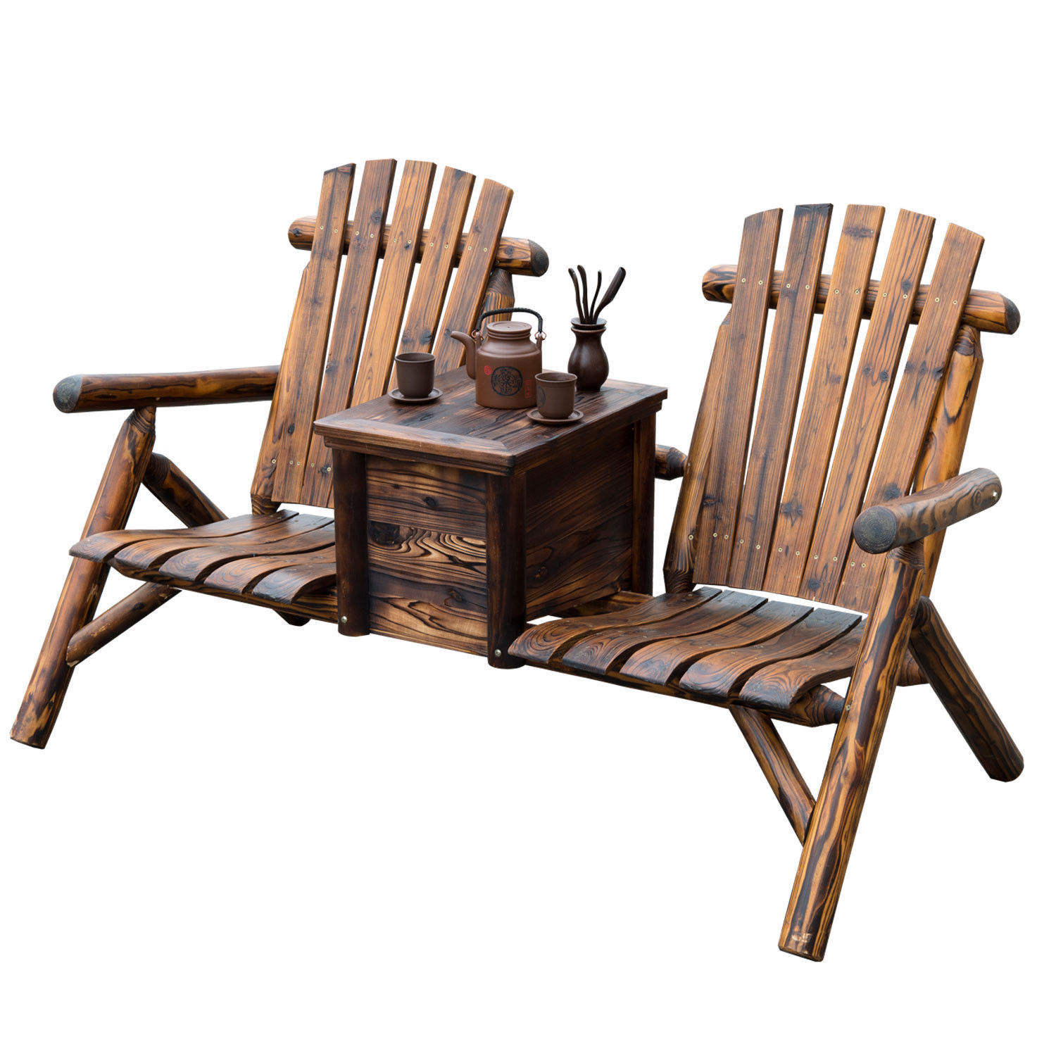 Outsunny Weather Resistant Fir Wood Adirondack Chair - Rustic Brown